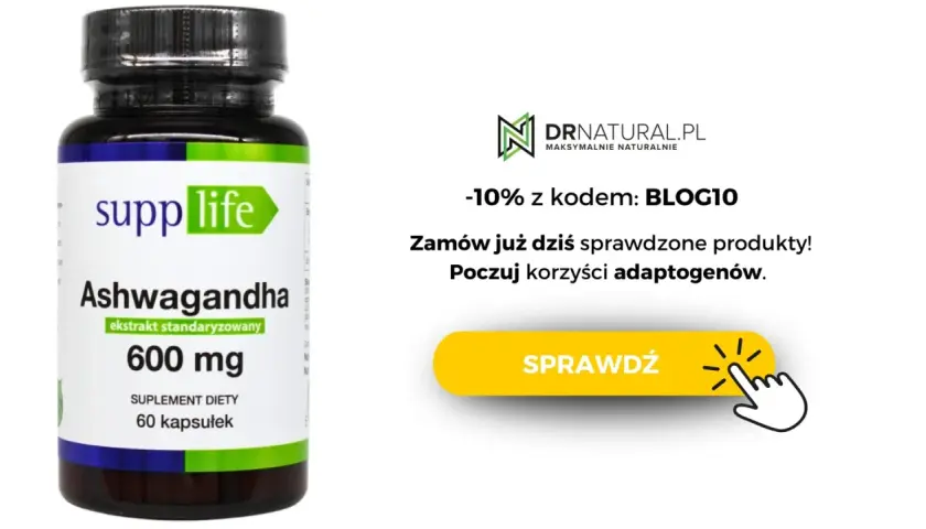 Butelka Ashwagandhy 600 mg od Supp Life. Poczuj korzyści adaptogenów na stres. -10% z kodem BLOG10.