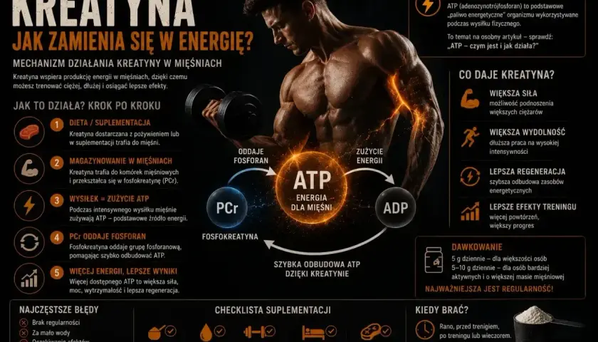 Kreatyna z czym łączyć? Zbilansowana dieta, nawodnienie i regularny trening to klucz do lepszych efektów. Stosuj codziennie!