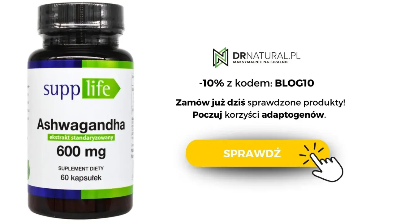 Butelka Ashwagandhy 600 mg od Supp Life. Poczuj korzyści adaptogenów na stres. -10% z kodem BLOG10.