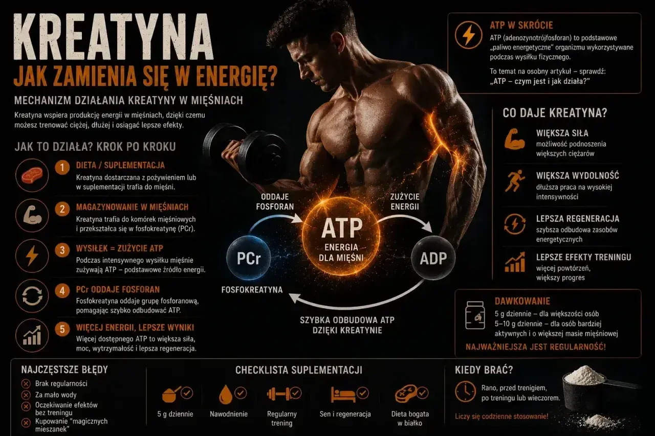 Kreatyna z czym łączyć? Zbilansowana dieta, nawodnienie i regularny trening to klucz do lepszych efektów. Stosuj codziennie!