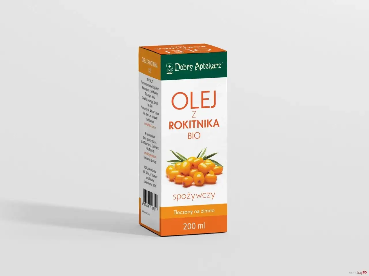 Olej z rokitnika BIO spożywczy, tłoczony na zimno, 200 ml. Wspaniały na odporność i dla zdrowia.